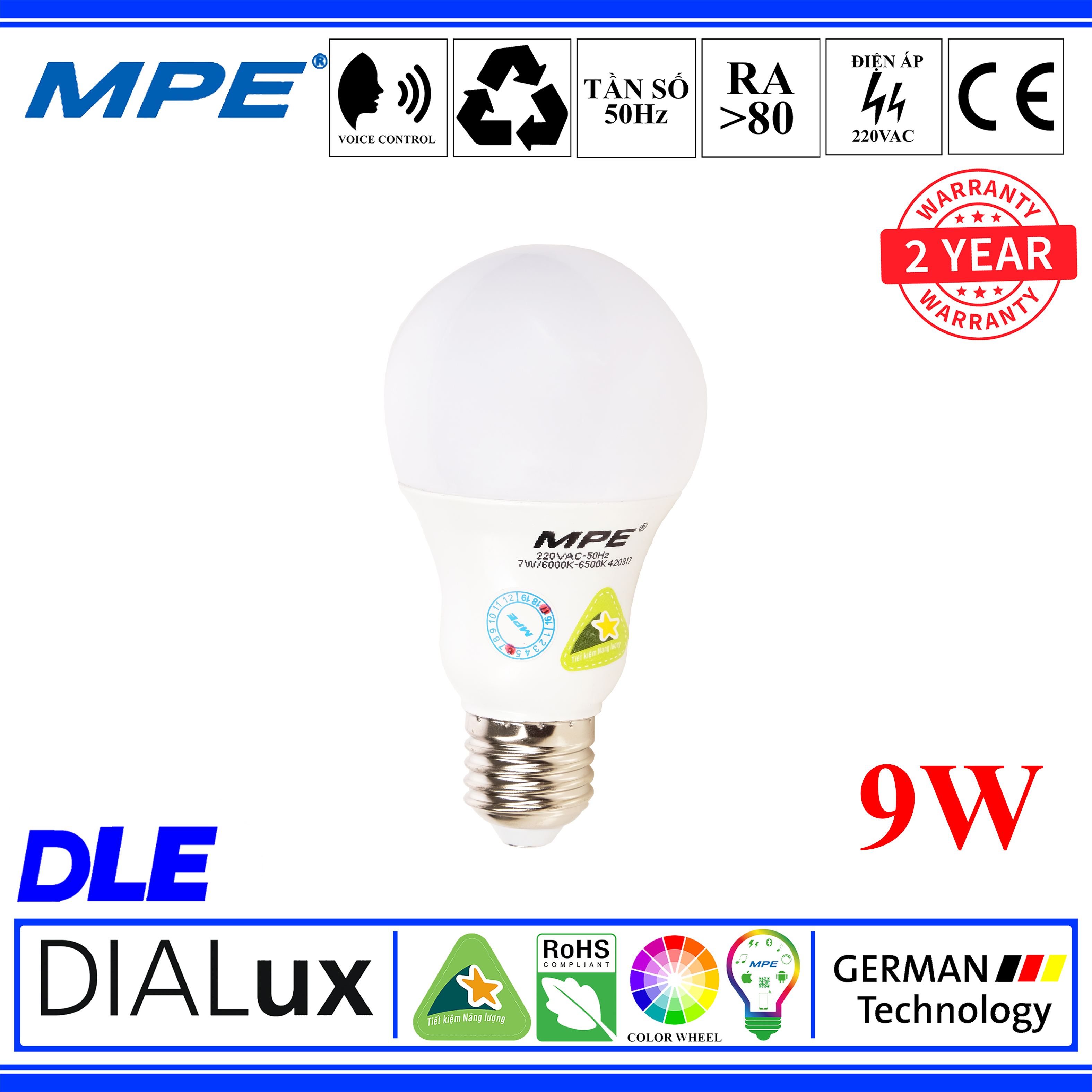Đèn led bulb 9w mpe
