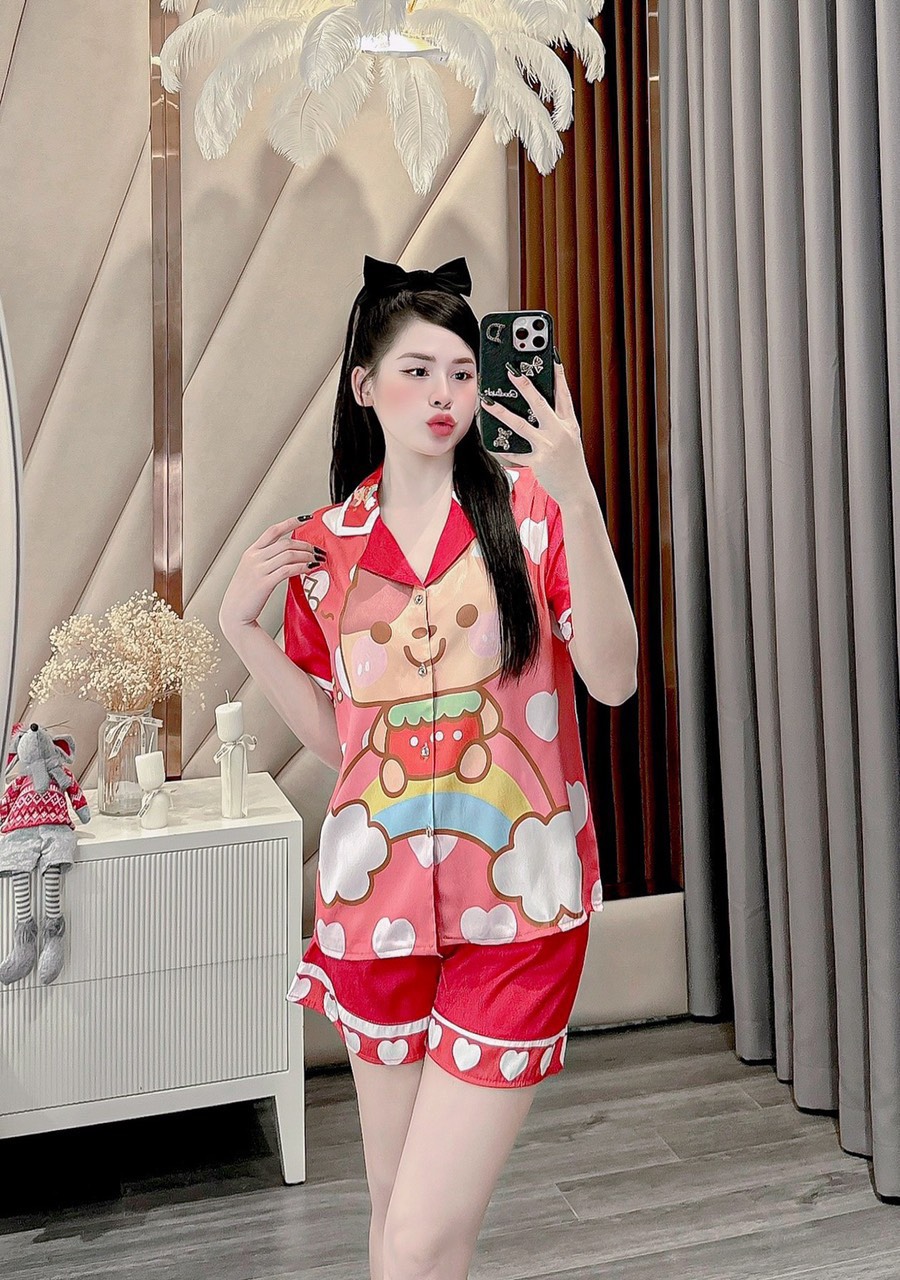 Đồ bộ nữ ngủ 2 dây sexy gợi cảm dẽ thương vải lụa xước- cn108_1