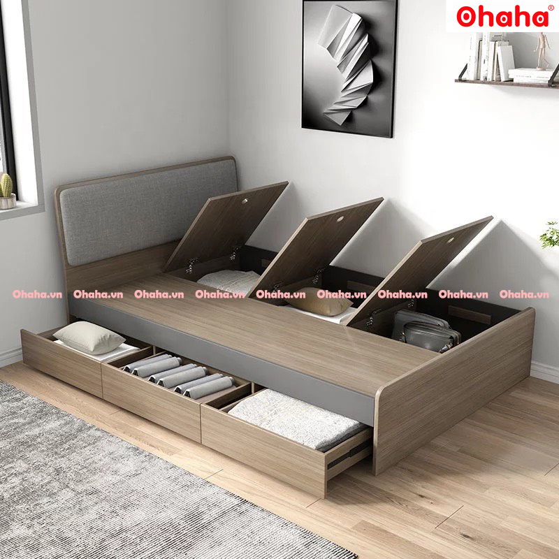 Giường ngủ gỗ công nghiệp bọc nệm ohaha - gn005