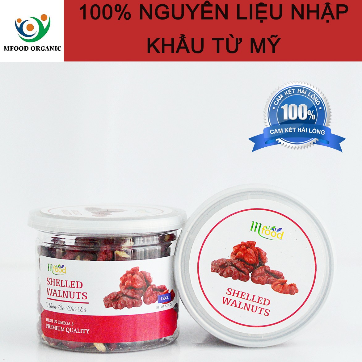 Nhân quả óc chó đỏ mỹ hũ 150gram - thương hiệu mfood