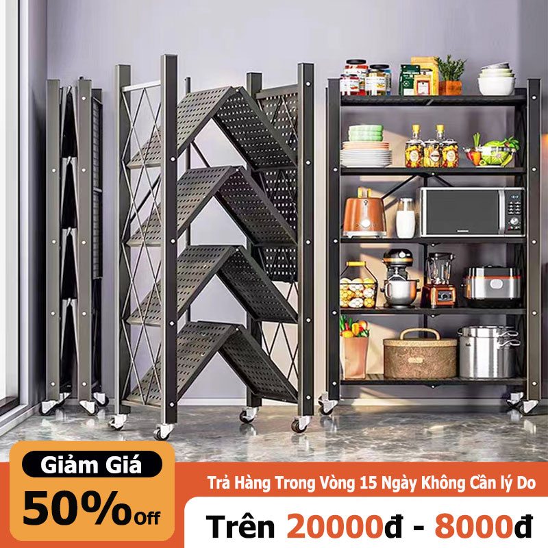 MIKI Kệ Gấp Gọn KỆ BẾP để lò vi sóng , Để Đồ ,Đa Năng 3/4/5 tầng sơn tĩnh điện cao cấp