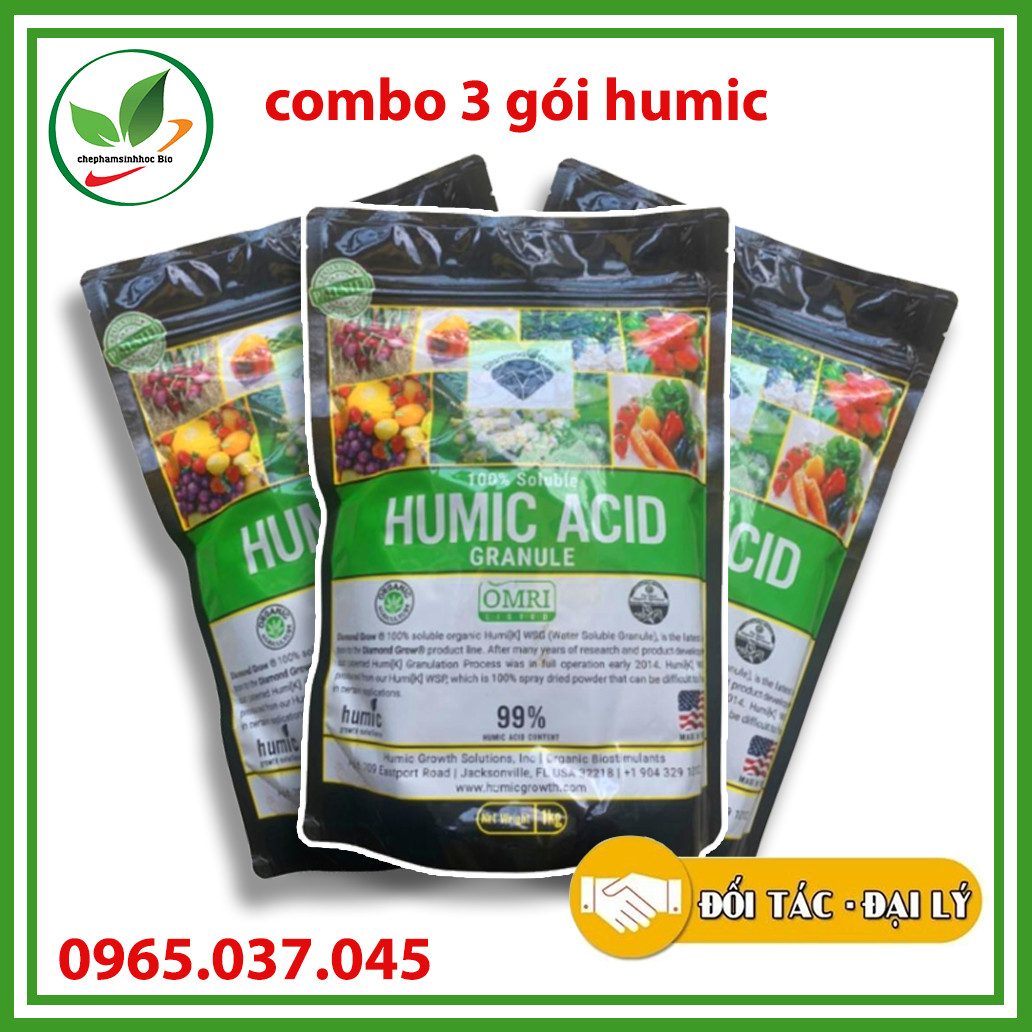 Combo 3 gói Humic AcidPower 99% nhập khẩu từ Mỹ. Phân hữu cơ kích thích rễ. hòa tan được 100%. Gói 1kg