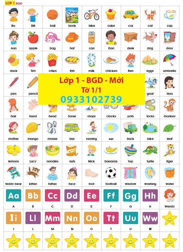 Sticker tiếng anh lớp 1 - bgd