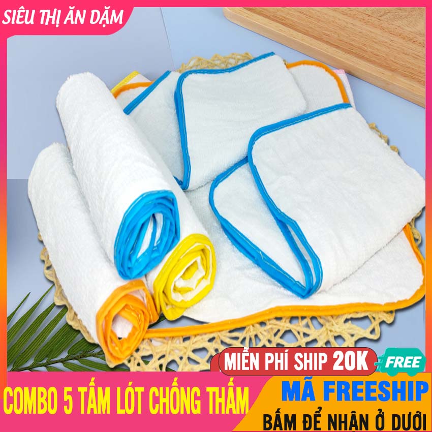 Combo 5 Tấm Lót Sơ Sinh 2 Lớp Dành Cho Bé - Miếng Lót Giường, Tấm Lót Chống Thấm, Miếng Lót Cho Bé, Tấm Lót Cho Bé (Dùng Thay Chiếu Lót, Giấy, Tấm Lót Cao Su, Tã/Tả/Bỉm) - 5 Tam Lot Chong Tham 2 Lớp Trắng - SP000599x5