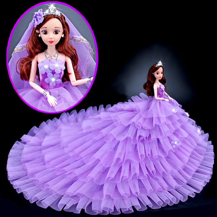 Búp Bê Cô Dâu Xòe Tầng Tím Tặng Phụ Kiện 08 Món + 03 Váy Ngắn