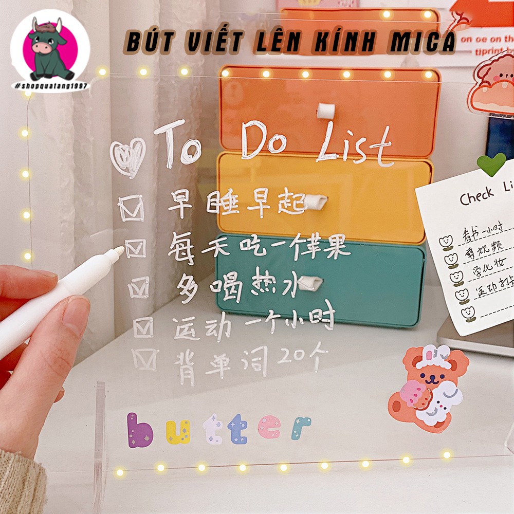 Đèn led 3D kèm bút viết lên kính trong suốt, kính siêu dày 4mm, viết bảng ghi chú, viết gương