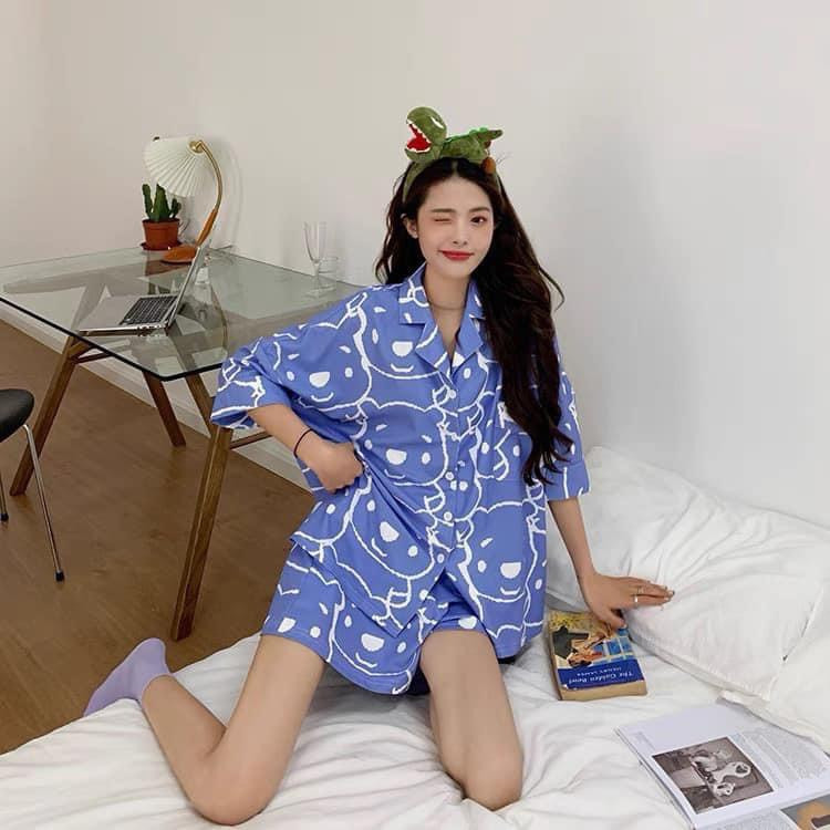 🍋Đồ Mặc Nhà🍋 Đồ Bộ Pijama Phi Lụa Đồ Ngủ Quần Đùi Tay Ngắn  - Hàng Mới Về