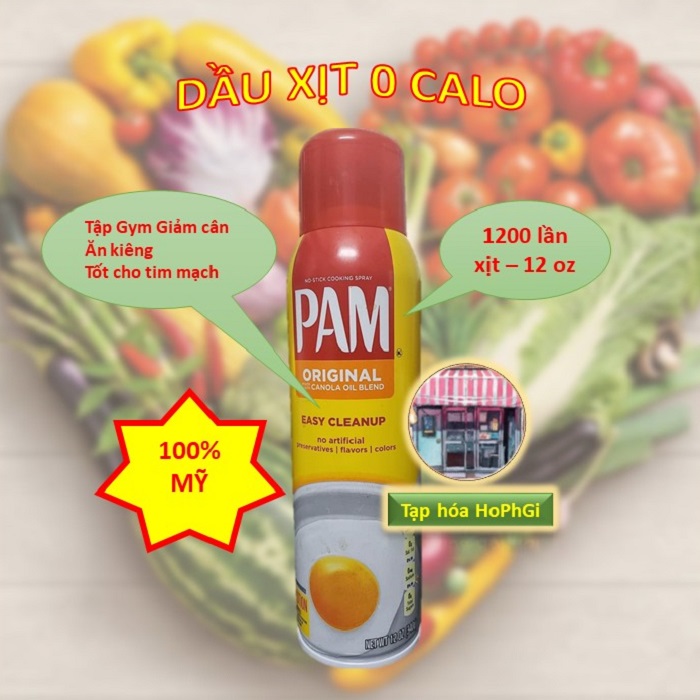 12 oz dầu ăn kiêng healthy dạng xịt pam original - mỹ
