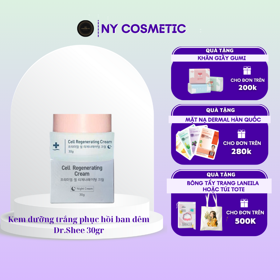 Kem đêm tinh chất nhân sâm phục hồi Dr.Shee 30GR