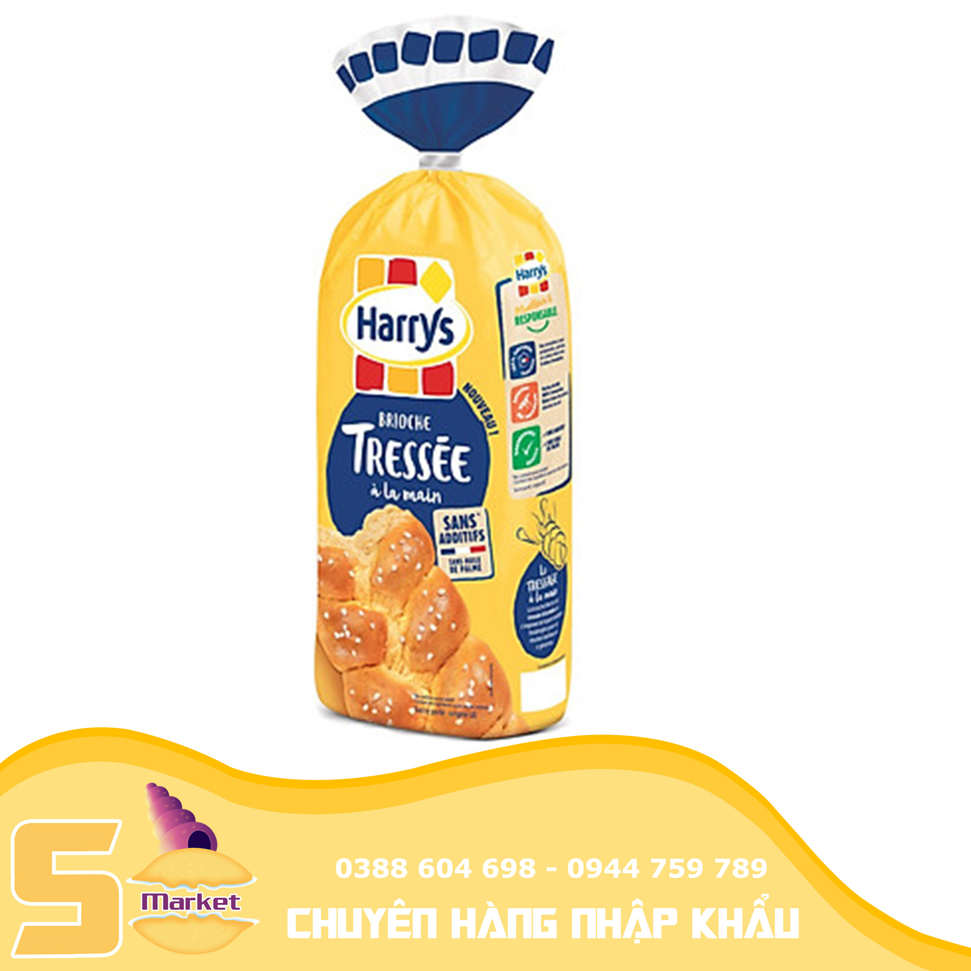 Bánh mì hoa cúc Pháp Harrys Brioche Tressee 500g (Hàng mới mỗi ngày) 【Sò Market】