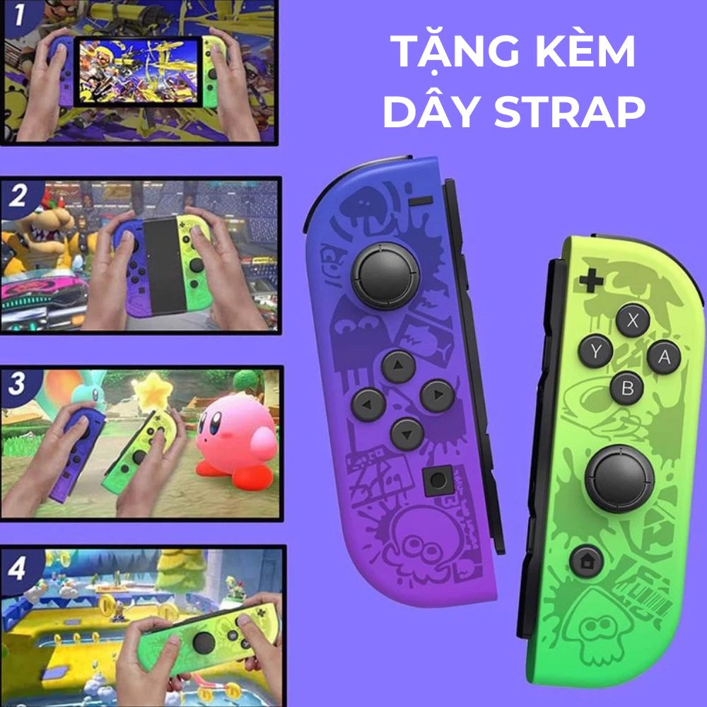 Nintendo Bộ Tay Cầm Switch Joycon Joy Con Joypad Kèm Strap Tương Thích V1 V2 Lite OLED Màu Xanh Lá & Tím