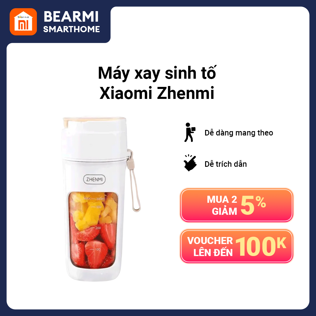 Zhenmi cốc nước trái cây chạy điện máy làm nước trái cây đa năng j5 340ml máy xay sinh tố nước trái cây cầm tay