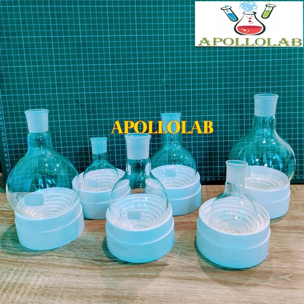 (Duran-Đức) Bình cầu đáy tròn, đáy bằng từ 100ml 250ml 500ml Duran 1 cổ nhám thí nghiệm
