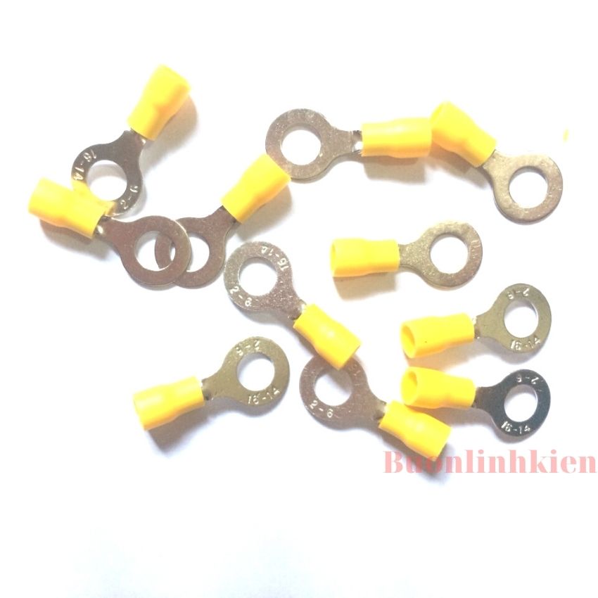 100 đầu cos tròn rv2-6, cốt tròn 2-6, đầu cos dây điện bọc nhựa dùng cho dây 1.5-2.5mm, cos khuyên, cos chữ o