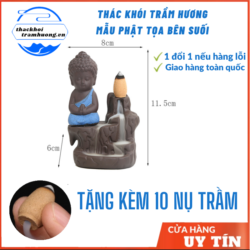 [HCM]Thác khói trầm hương PHẬT TỌA BEN SUỐI tặng 10 nụ trầm