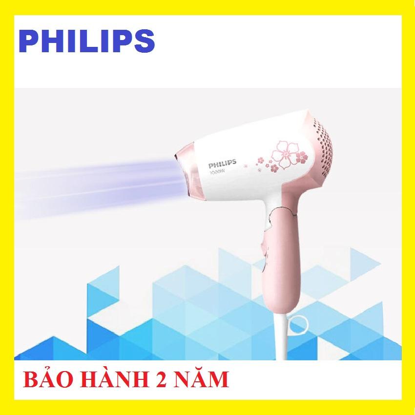 Máy sấy tóc Philips HP8108 1000W Màu trắng hồng 2 chế độ linh hoạt có thể xếp gọn Bảo hành 24 tháng