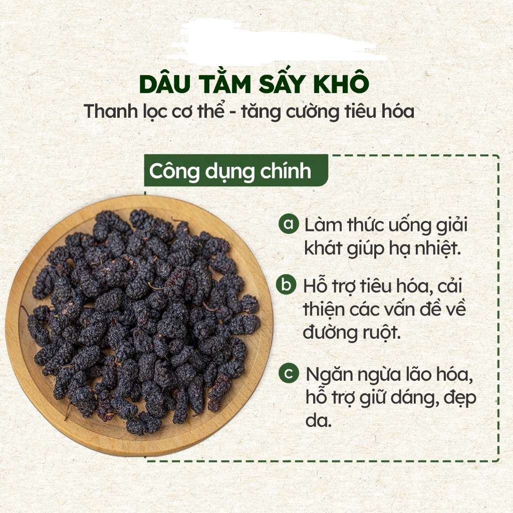  1kg Dâu tằm organic sấy khô nguyên vị không chất bảo quản 