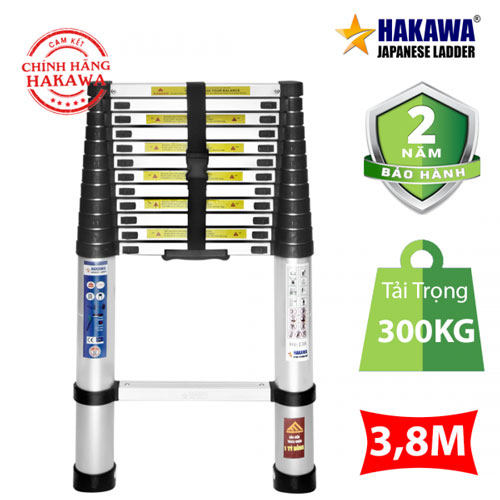 Thang nhôm rút gọn đơn Hakawa HK-138 với chiều cao 3,8m