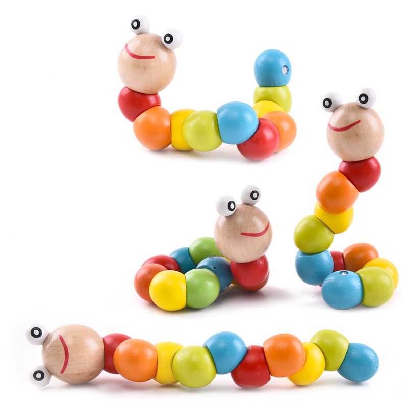 Combo 2 Đồ Chơi Con Sâu Bằng Gỗ Đáng Yêu Ngộ Nghĩnh Đáng Yêu Cho Bé