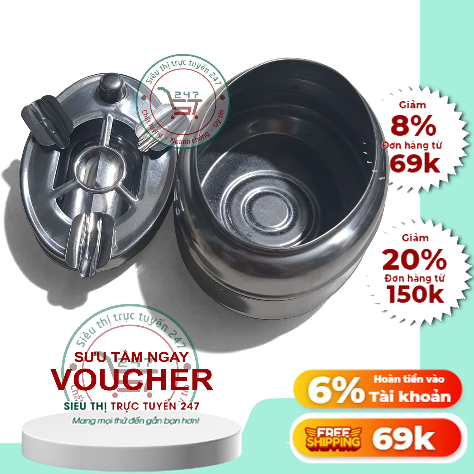 Gạt tàn thuốc bằng inox nhiều hình dáng và chức năng Hộp chứa tàn thuốc tiện lợi trong gia đình
