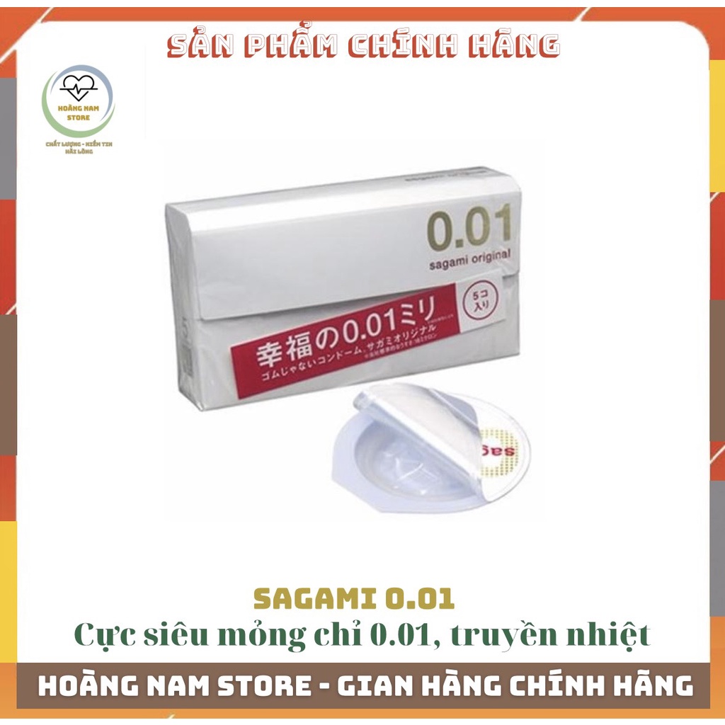 Bao cao su cao cấp Sagami Original 0.01, siêu mỏng nhất thế giới, đem lại cảm giác thật, hộp 5 chiếc,