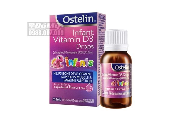 Vitamin hỗ trợ xương và đề kháng cho bé Ostelin Infant Vitamin D3 Drops 2.4ml