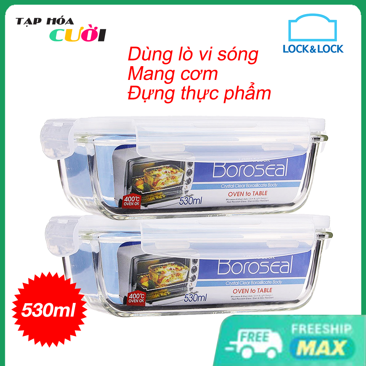 Hộp thủy tinh đựng đồ ăn hộp lock and lock 530ml hộp đựng đồ ăn mang đi hộp thủy tinh đựng đồ ăn
