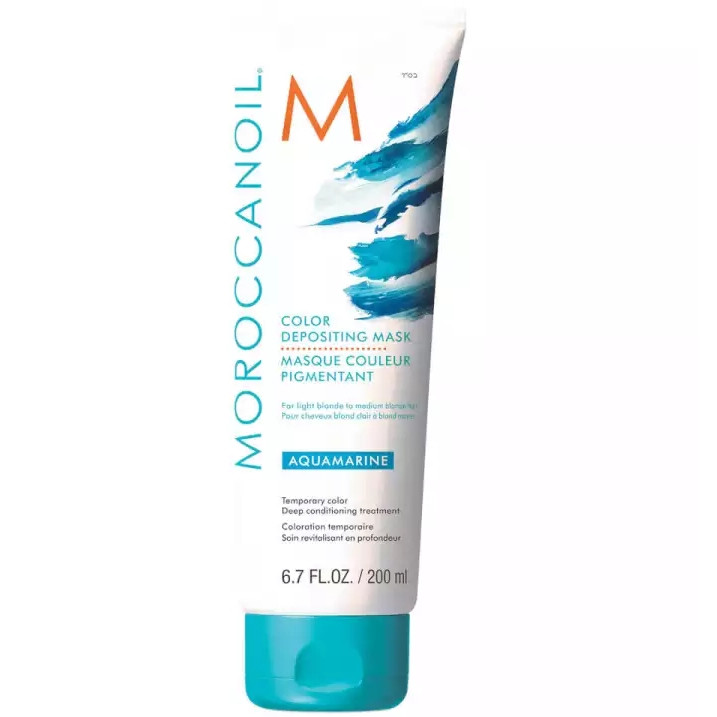 Mặt Nạ Dưỡng Bổ Sung Hạt Màu Aquamarine (màu đại dương) Moroccanoil Color Depositing Mask 200ml