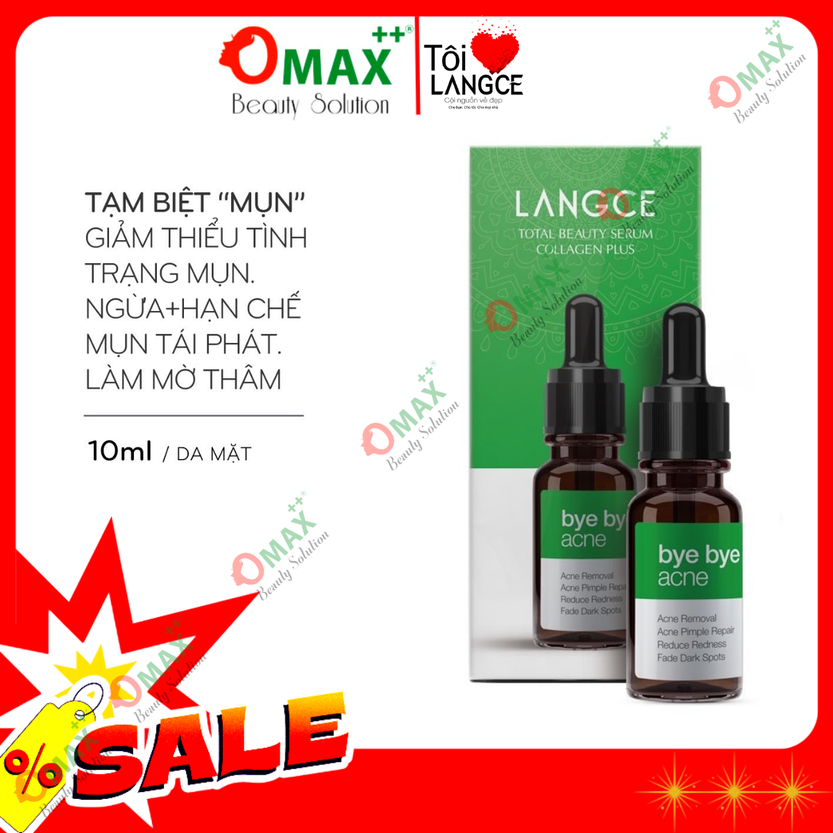 Serum ngừa mụn langce - tinh chất làm đẹp collagen+ tạm biệt mụn 10ml langce