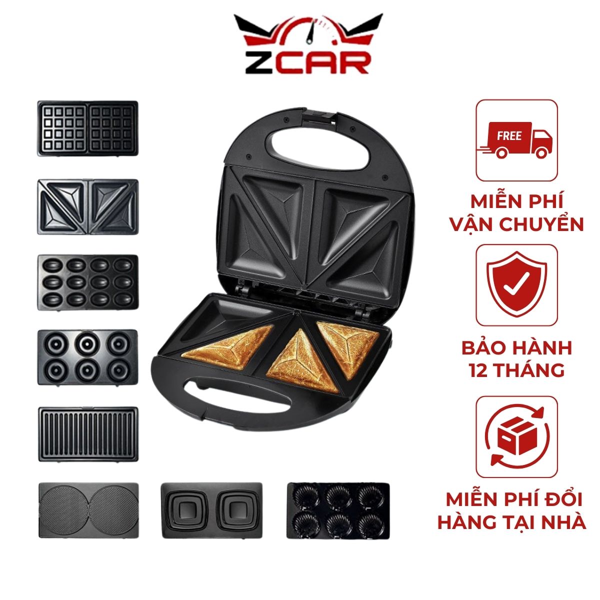 Máy kẹp bánh mì SOKANY công suất lớn 800W, 8 khuôn nướng chống dính cao cấp hệ thống đèn báo thông minh BẢO HÀNH 12 THÁNG