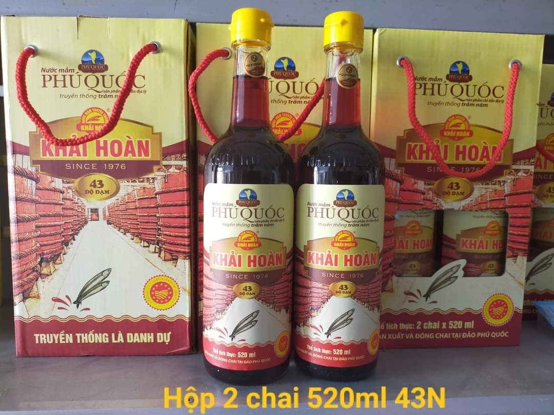 Cặp 2 chai 520ml nước mắm cốt nhĩ khải hoàn phú quốc 43 độ đạm)