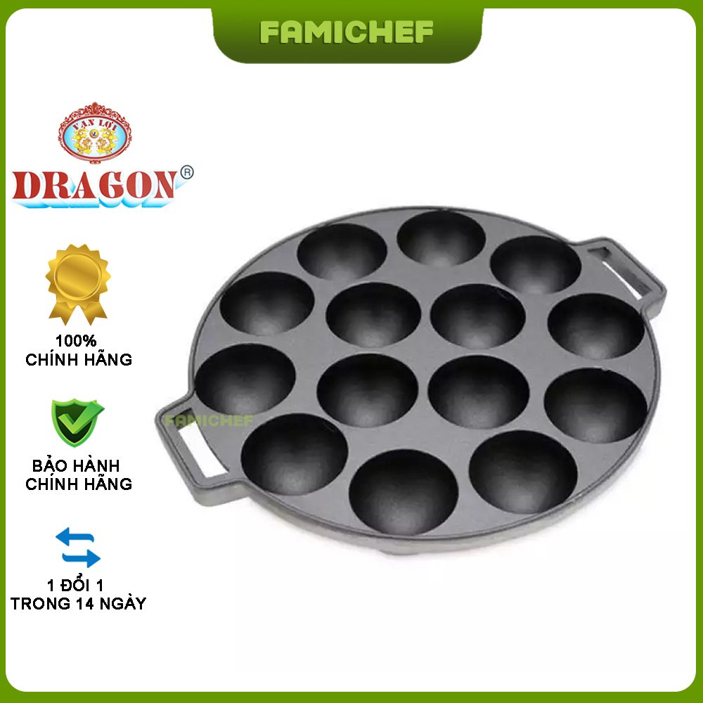 Khuôn làm bánh Bạch Tuộc Takoyaki Nhật chống dính Dragon D015