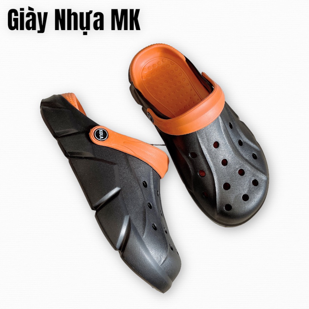Dép cross siêu nhẹ đi mưa đế đúc độn 4cm - Giày sục nhựa lười lỗ lưới bít mũi chất EVA - SL035