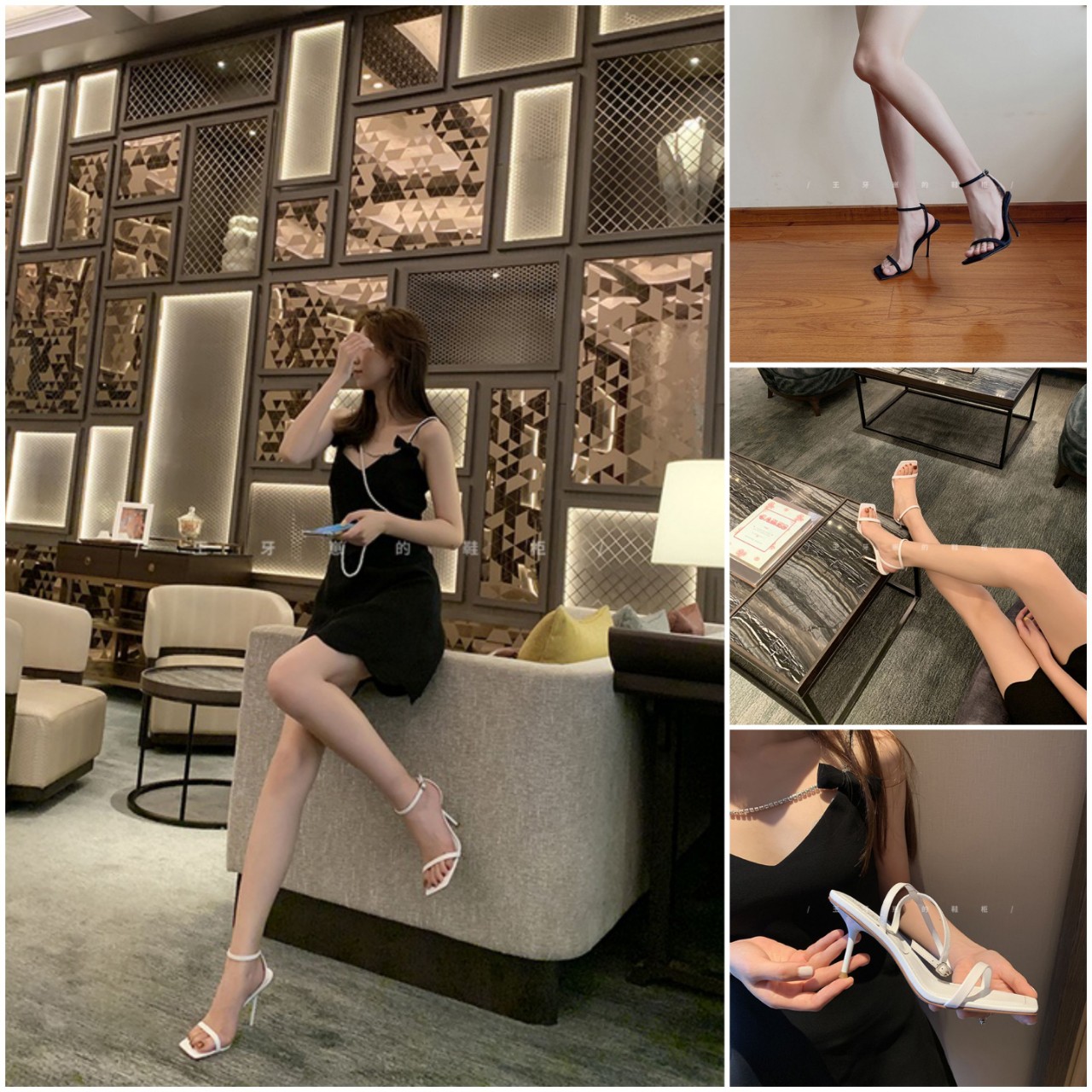 Giày sandal quai ngang mảnh gót nhọn 7 phân