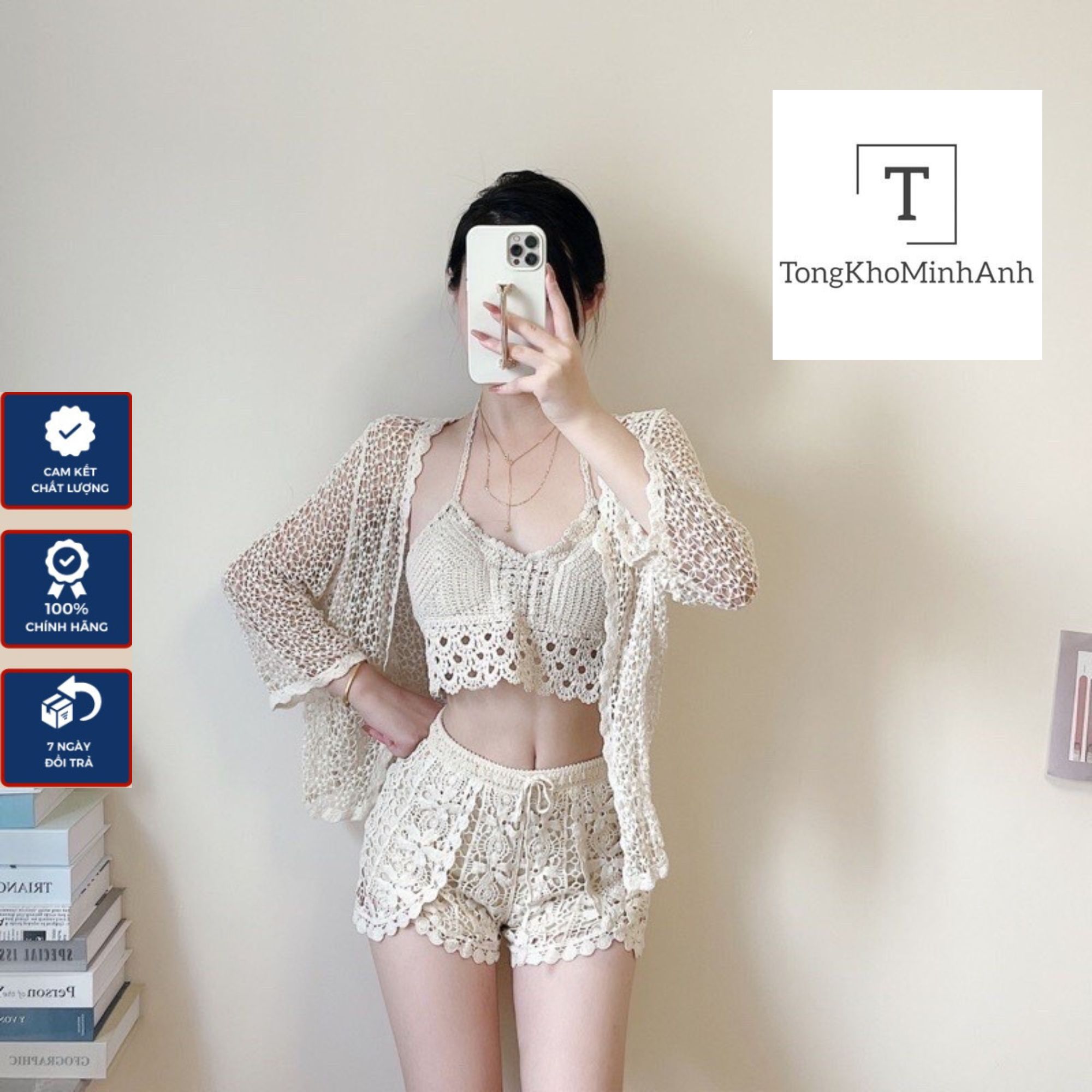 Sét ren 3 món đi biển hàng qc bikini kín đáo đồ bơi đồ đi biển hottrend