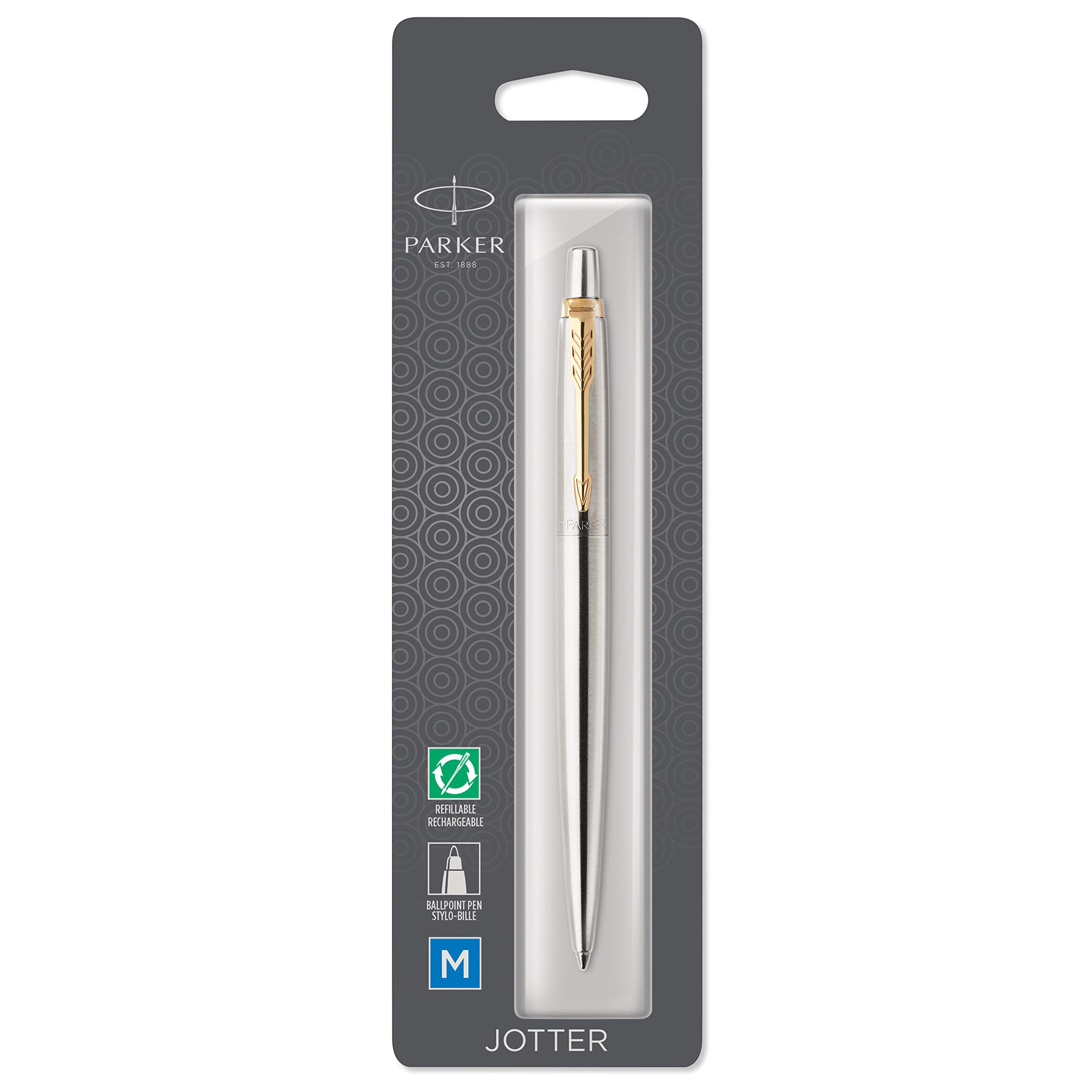 Bút bi parker jotter - p/n: 2131045 - made in france - stainless steel gt ballpoint pen - viết ký cao cấp