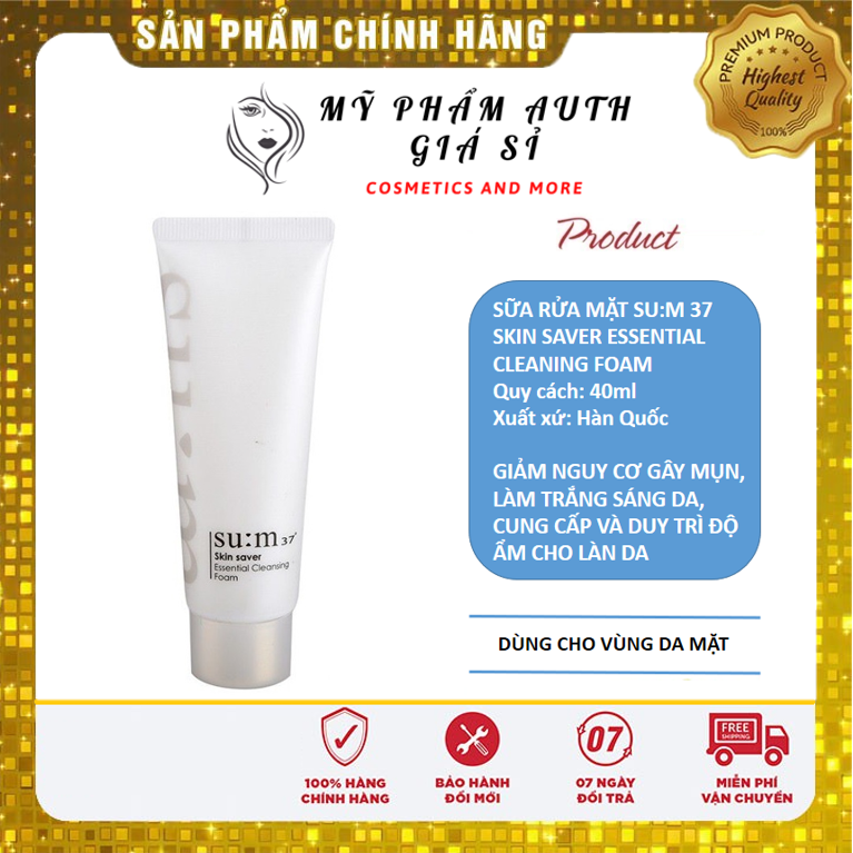 Sữa rửa mặt dưỡng trắng da sum 37 essential cleansing foam hàn quốc 40ml