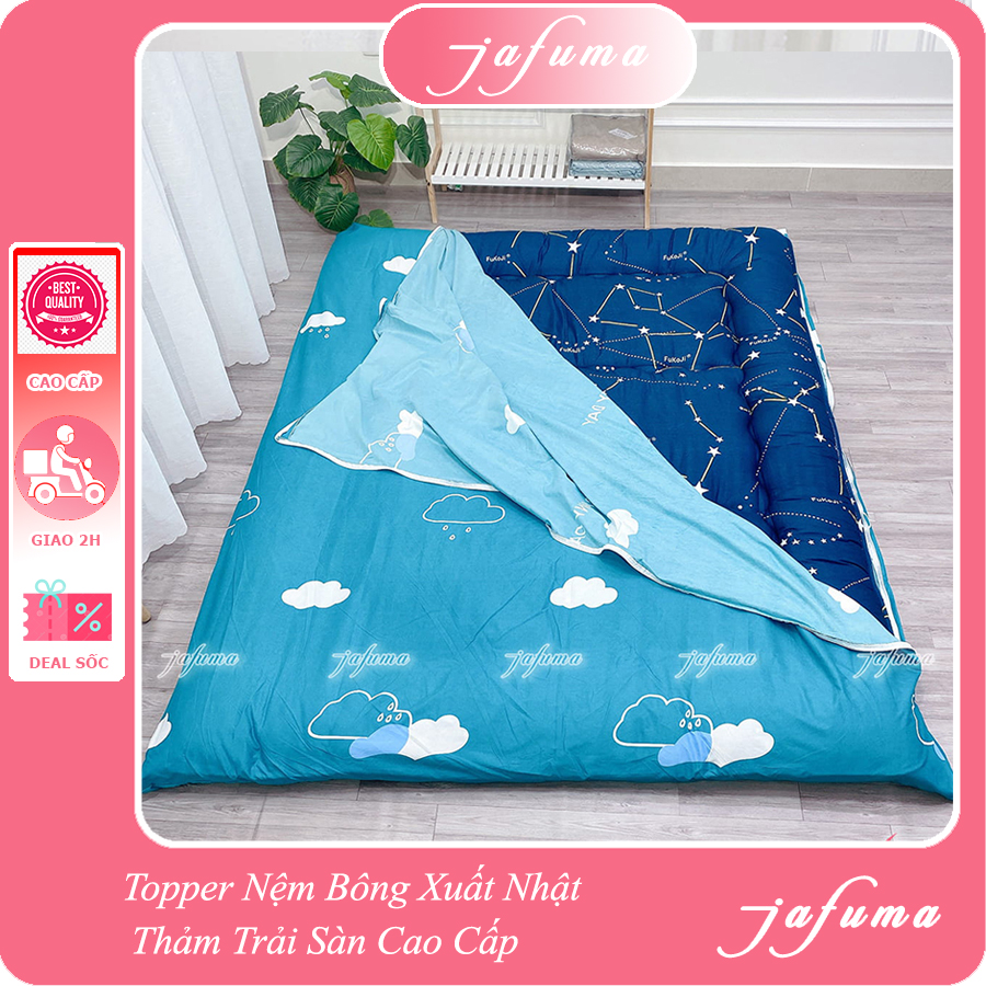 Ga nệm, Áo bọc nệm topper 2 mặt có khóa kéo tiện lợi chất liệu Cotton Poly và chất liệu Thun Lạnh Ý [NhIỀU SIZE]