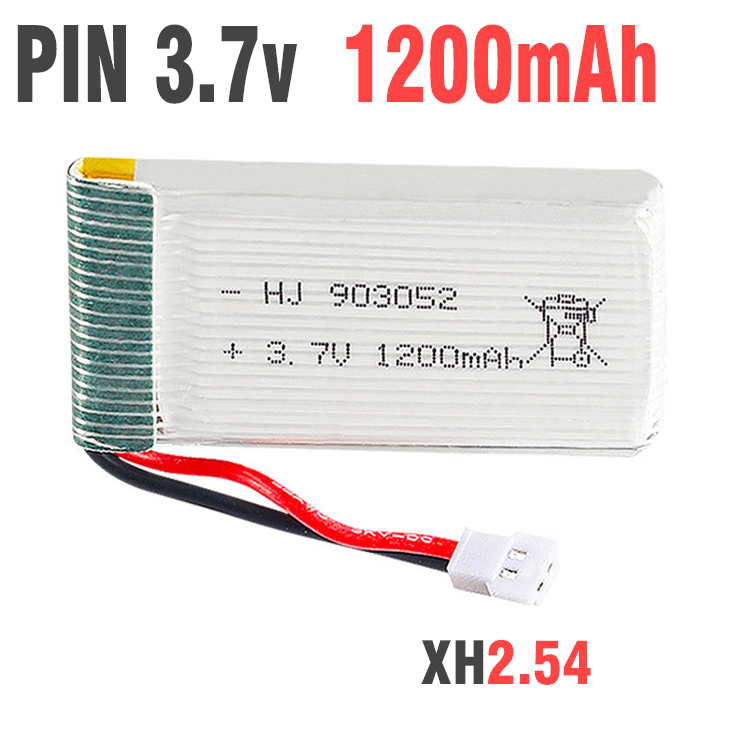 Pin sạc 3.7v 1800mah /1200mah jack nối Xh2.54 dùng cho flycam máy bay điều khiển từ xa đồ chơi trẻ em