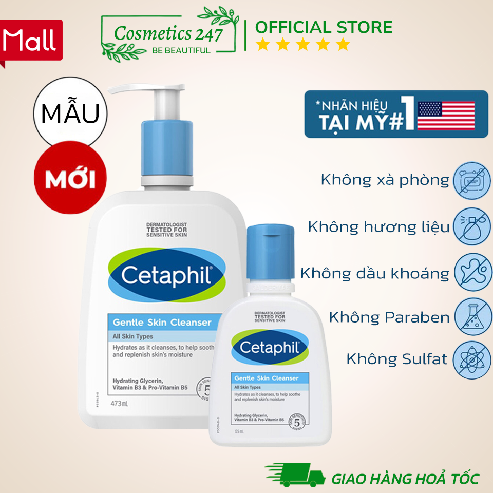 Sữa rửa mặt cetaphil gentle skin cleanser 125 ml, 250ml & 500ml
