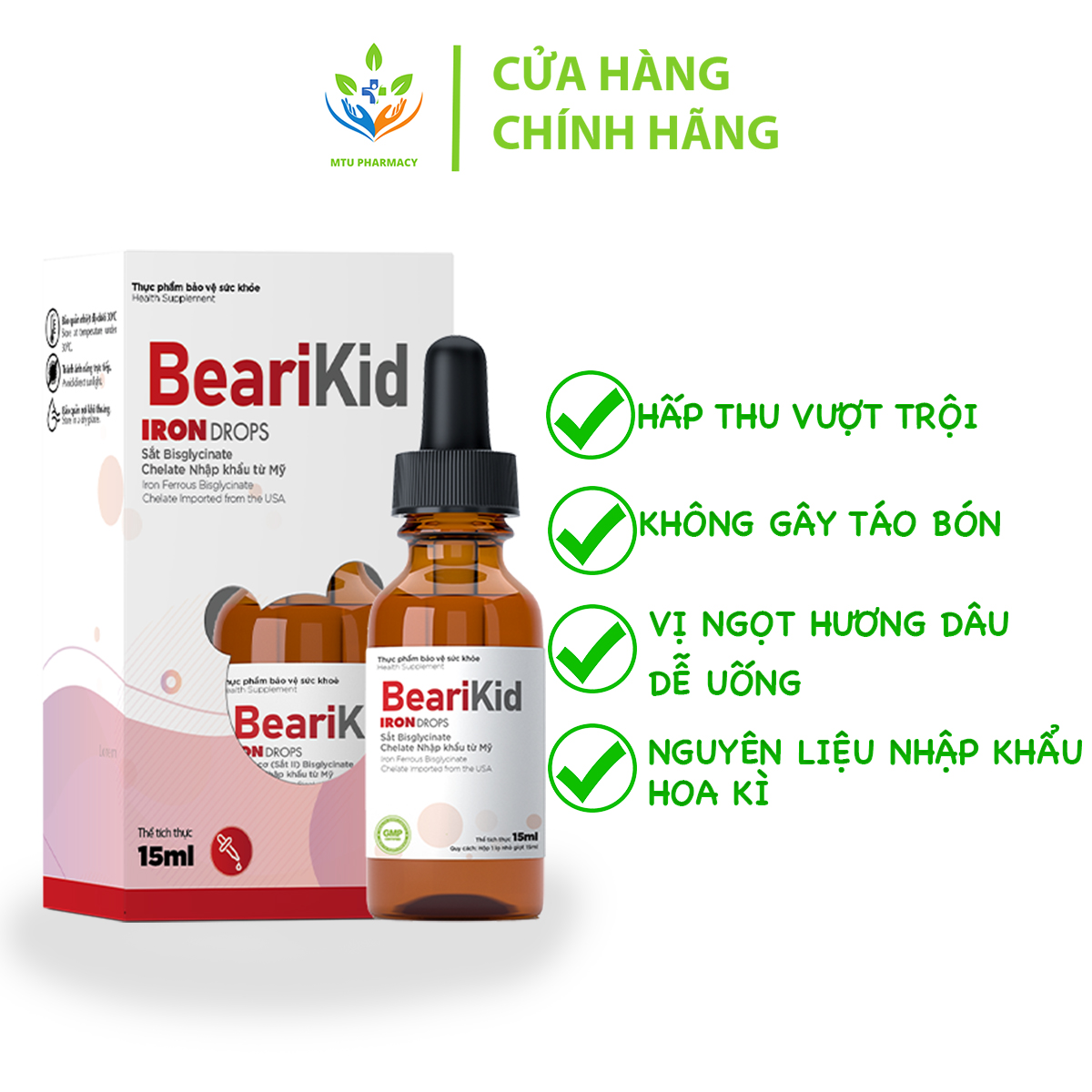Sắt hữu cơ nhỏ giọt BeariKid Iron Drops bổ sung sắt phòng ngừa thiếu máu 15ml