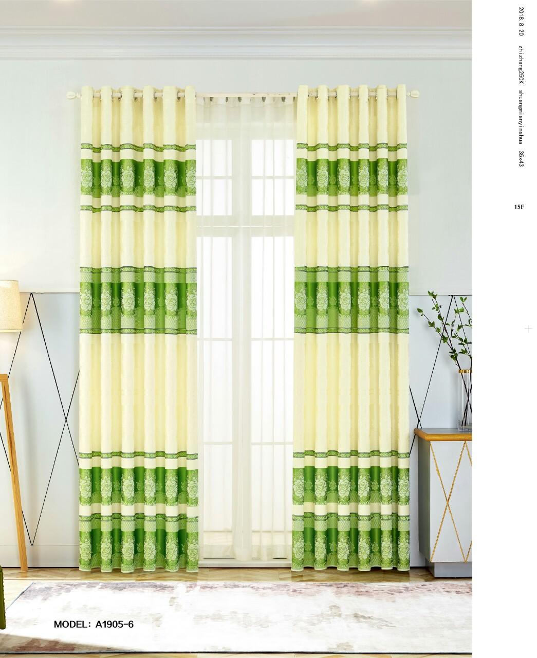 [HCM]Màn Rèm Cửa Chính - Rèm Cửa Sổ - Vải Gấm HQ - Vải dày rủ đẹp - Kiểu Khoen Ore - Mẫu 1905-6 - Tuỳ chọn kích thước từ 150cm đến 500cm (Xanh lá)