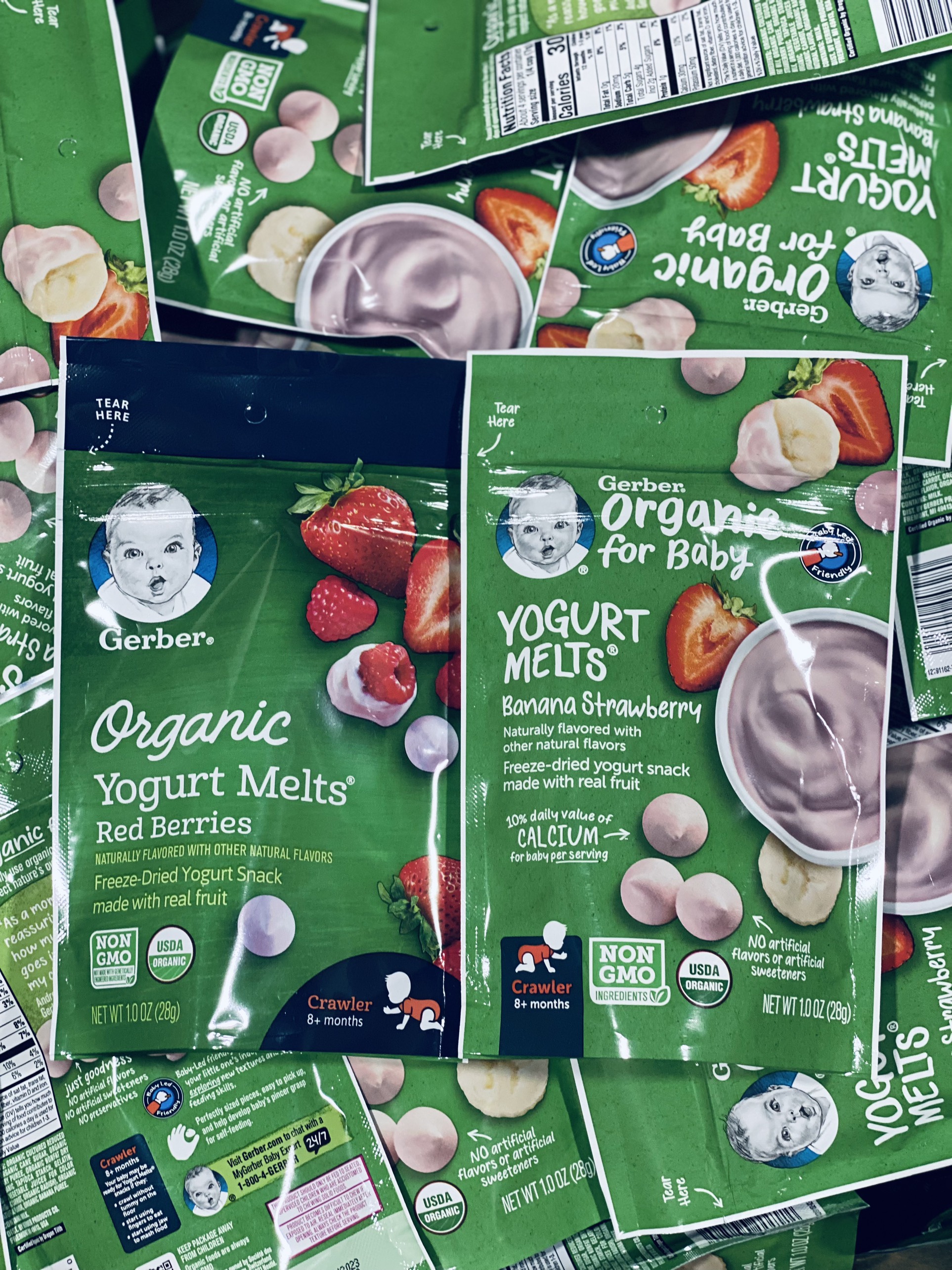 Mẫu mới 2022 Sữa chua khô organic Gerber Yogurt Melts 28gr nhiều vị date 2023