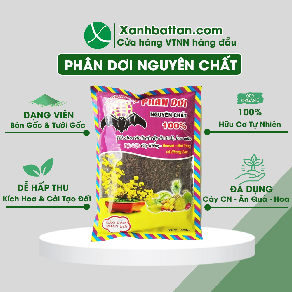 Phân dơi cho hoa hồng dạng nguyên chất thuận phát gói 150 gram