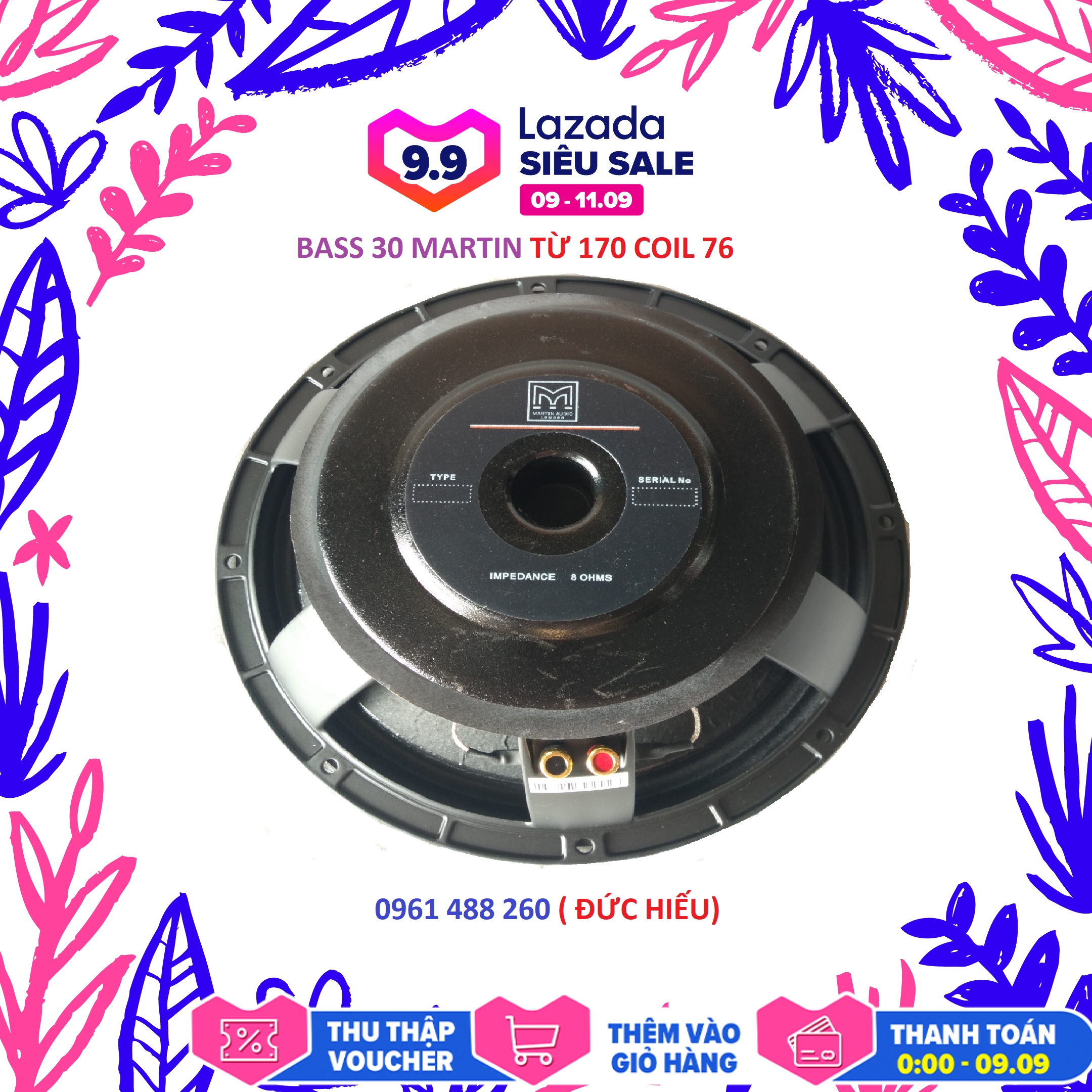 1 củ loa bass 30 martin từ 170 coil 76 cao cấp