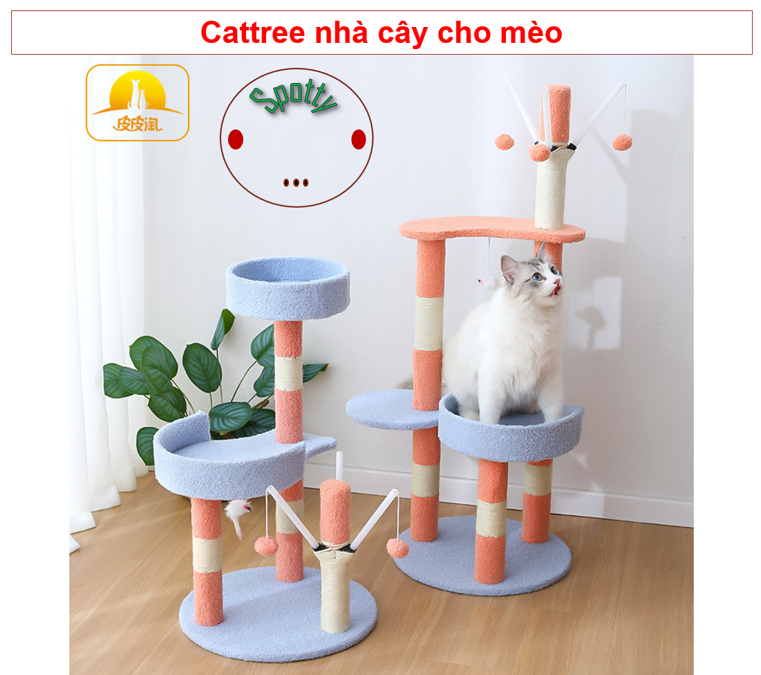 Nhà cây cho mèo, Catree cho mèo mẫu lớn 3-4 tầng kích thước 125*40*40cm| cat tree | cattree