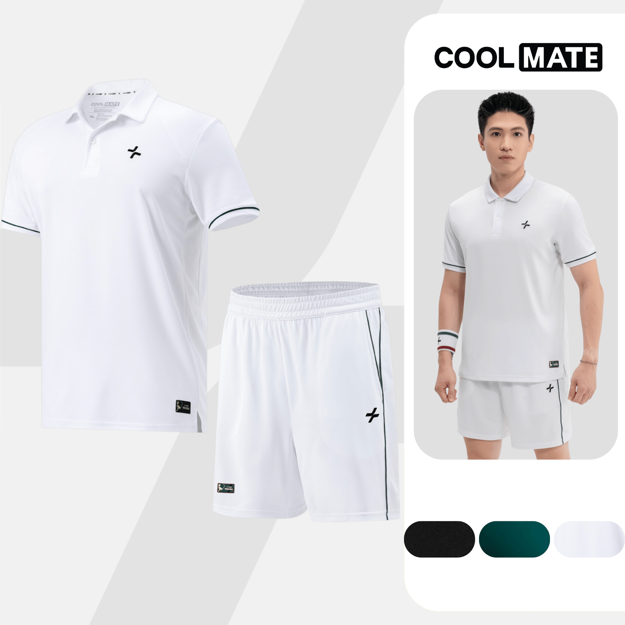 [TẶNG SET 2 QUÀ]Set đồ bộ thể thao nam Pickleball Áo Polo Exdry và Quần Dink Shot Essentials Nhanh khô,Thoáng Khí,Thấm hút Coolmate