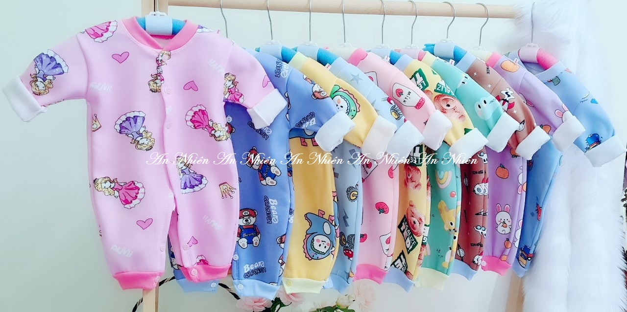 [Có hình thật] Bộ body nỉ lót lông giữ ấmcho bé trai bé gái từ 3-10kg