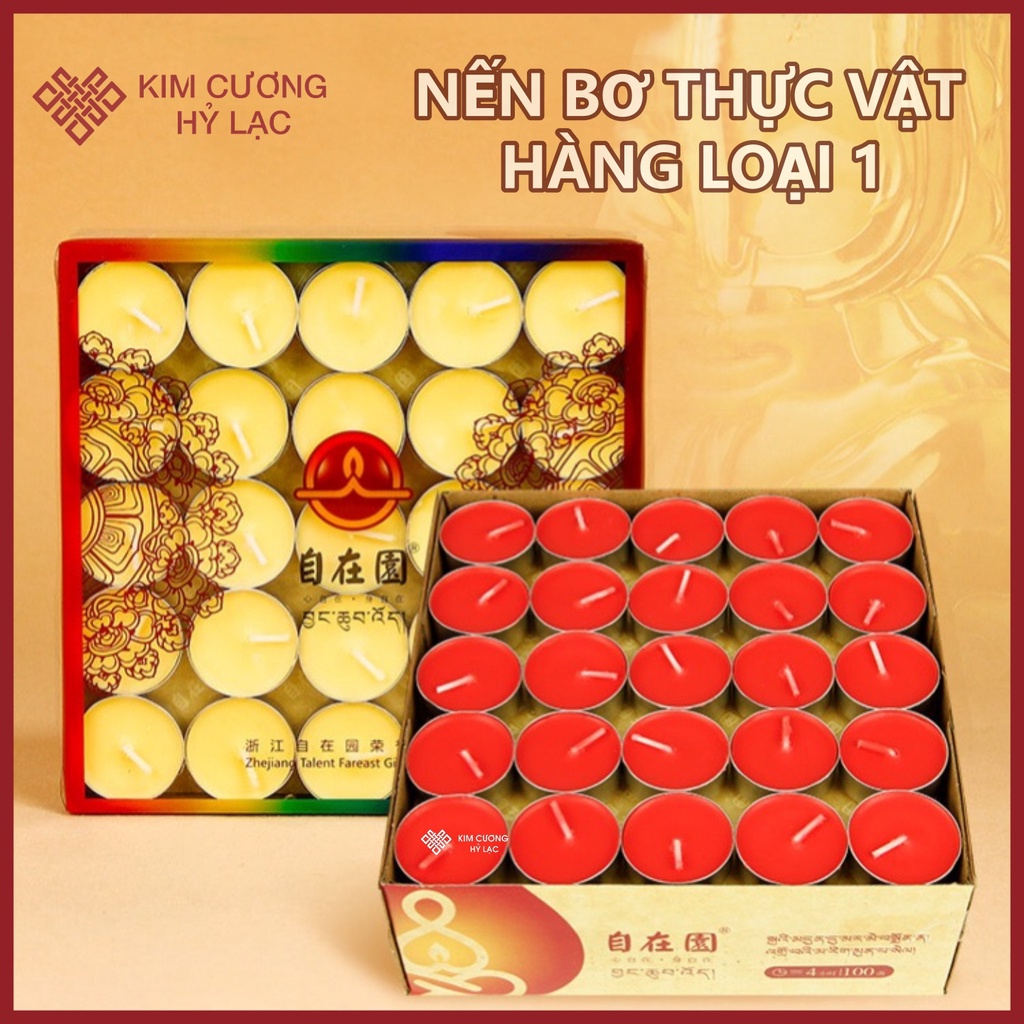 Nến bơ 100 viên 4h thực vật không khói, cháy 4h ,8h, 24h