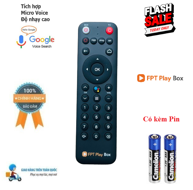  Remote Điều khiển FPT Play Box giọng nói TV Box NÚT VOICE SẮC MÀU  2018 2019 2020- Hàng mới chính hãng theo máy 